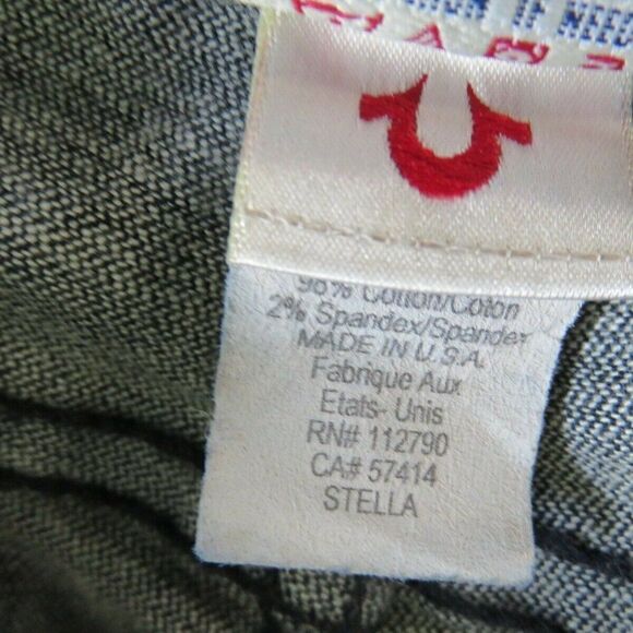 True Religion Stella Jeans Rare Gold Stitched Dark Blue Denim Women's Size 24 - Picture 7 of 11